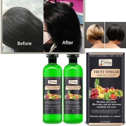 TREZA CARE Fruit Vinegar Natural Black Hair Gel Color For Men & Women - Pack Of 2