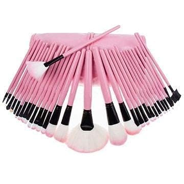 TREZA CARE Soft Bristle Makeup Brush Set With Storage Pouch (Pink) - 24 Pieces