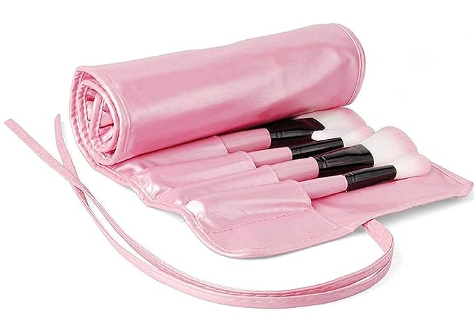 TREZA CARE Soft Bristle Makeup Brush Set With Storage Pouch (Pink) - 24 Pieces