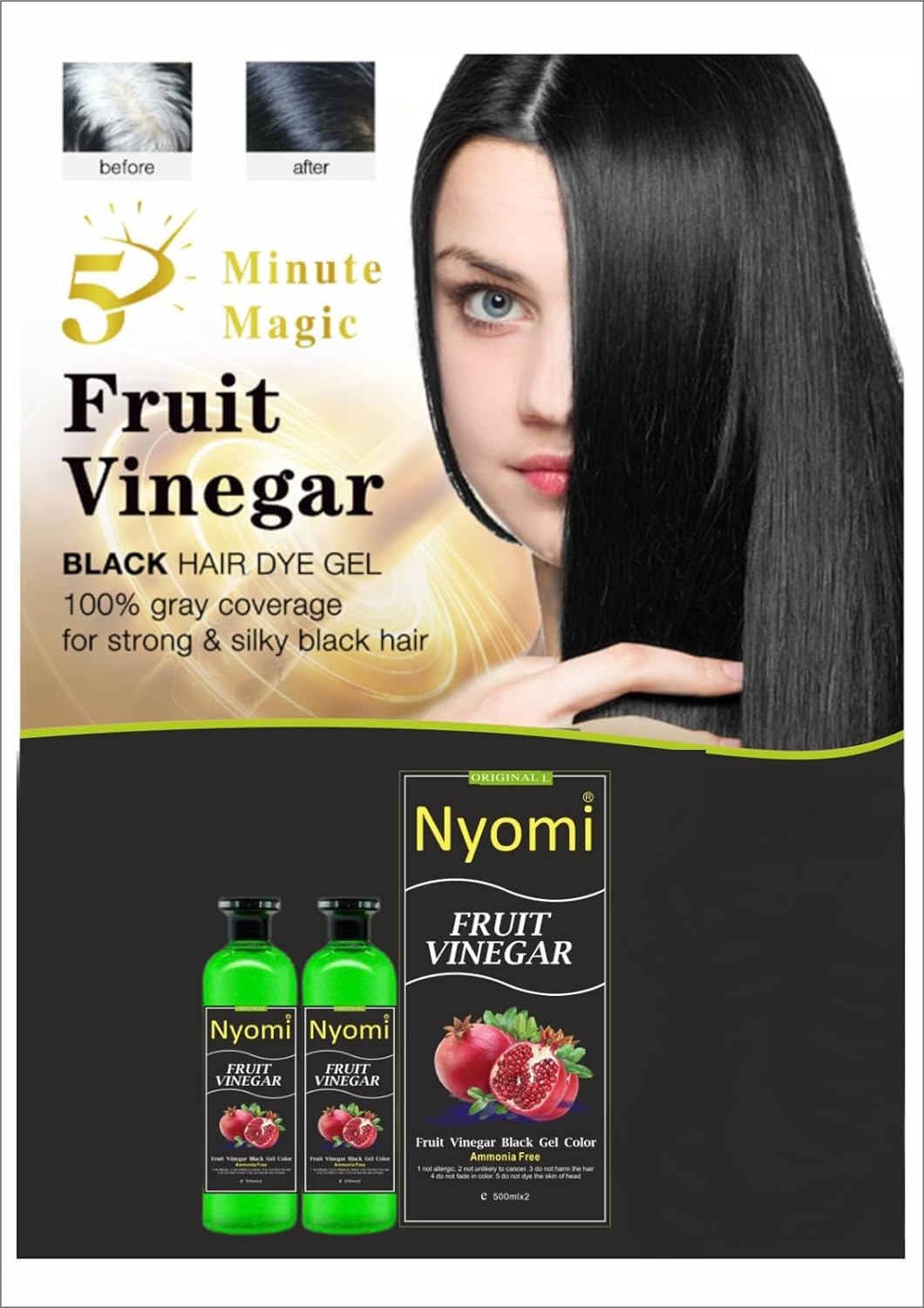 TREZA CARE Fruit Extracts Semi Permanent Hair Dye With Free Hair Color Brush And Bowl- 500ml (Pack Of 2)