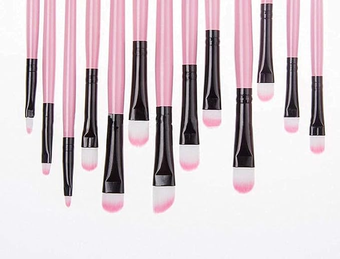 TREZA CARE Soft Bristle Makeup Brush Set With Storage Pouch (Pink) - 24 Pieces