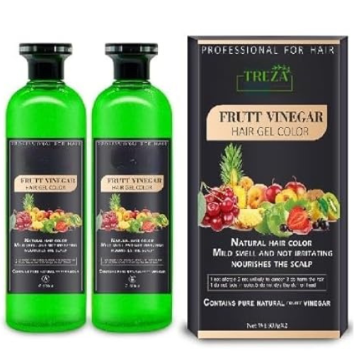 TREZA CARE Fruit Vinegar Natural Black Hair Gel Color For Men & Women - Pack Of 2