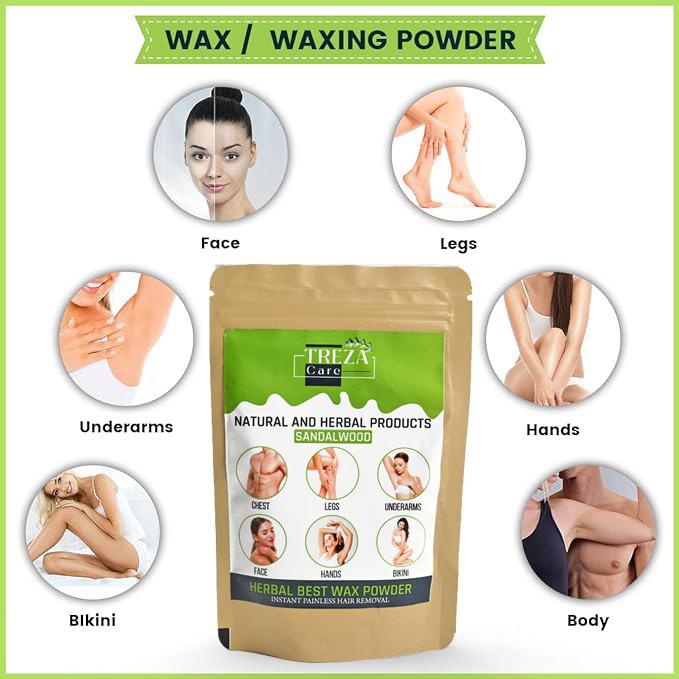 Treza Care Natural Wax Powder - 100g (Pack of 1) | Instant Hair Remover | Unisex Adult |Wax powder made with natural ingredients for Painless Hair Removal