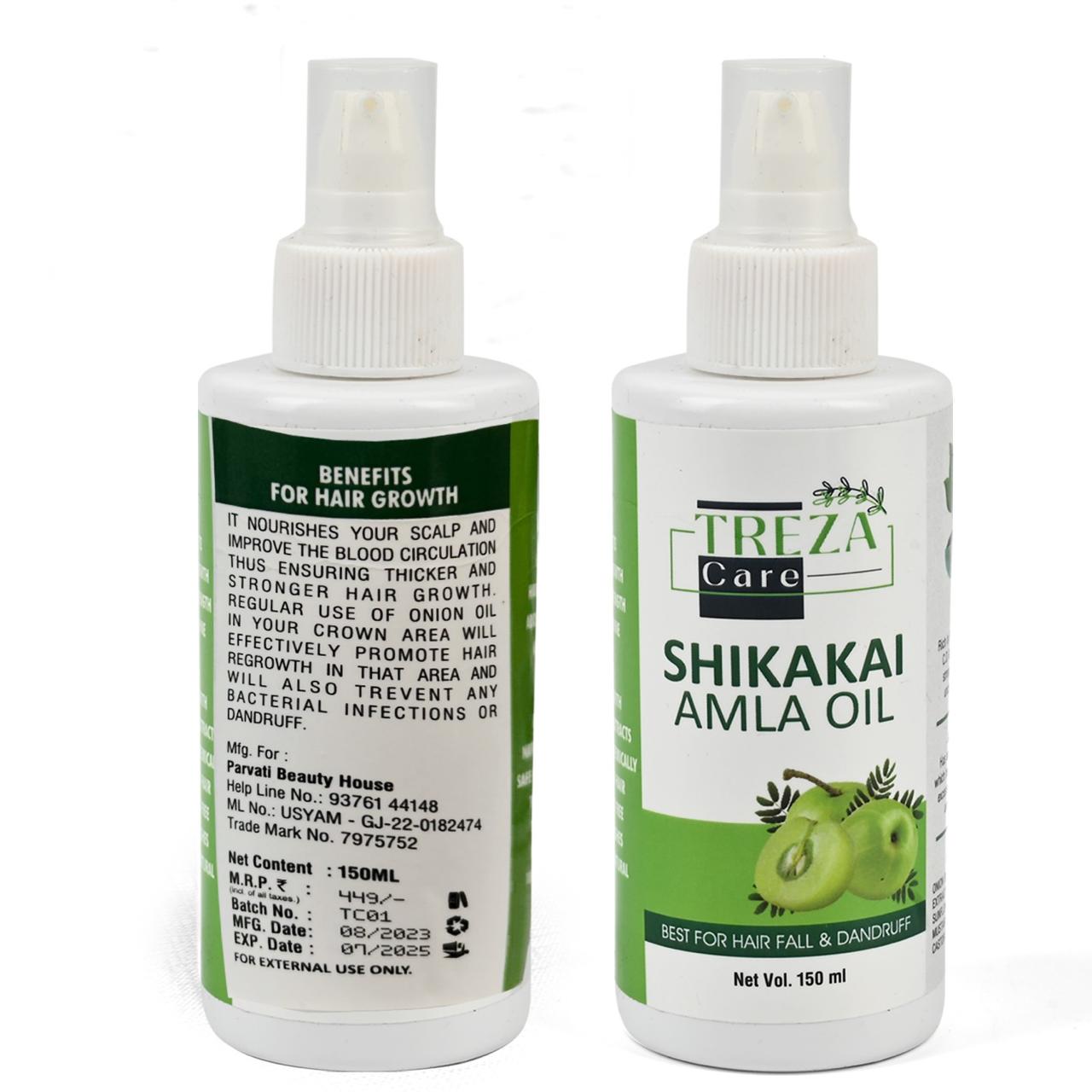 TREZA CARE Shikakai Bhringraj Hair Oil - Best Anti Dandruff Paraben and Mineral Oil Free(150 ml)