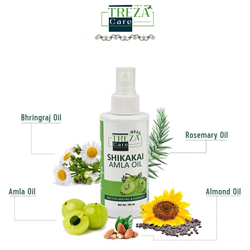 TREZA CARE Shikakai Bhringraj Hair Oil - Best Anti Dandruff Paraben and Mineral Oil Free(150 ml)